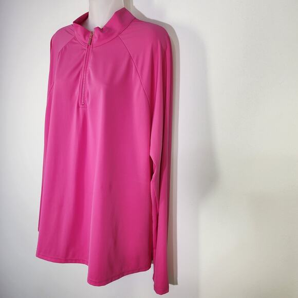 Susan Graver Women's Soleil Rashguard Top Size 22W Pink Half Zip UPF 30 Outdoor - Picture 6 of 9